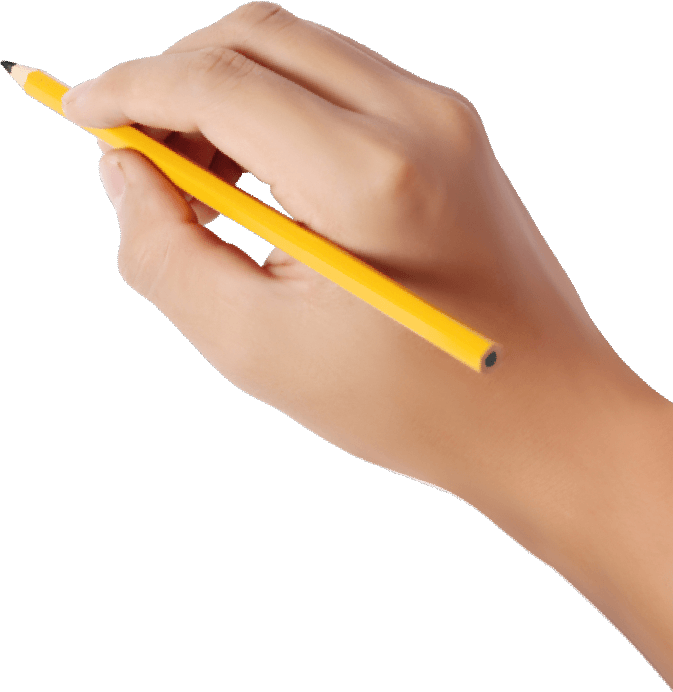 鉛筆を持つ手